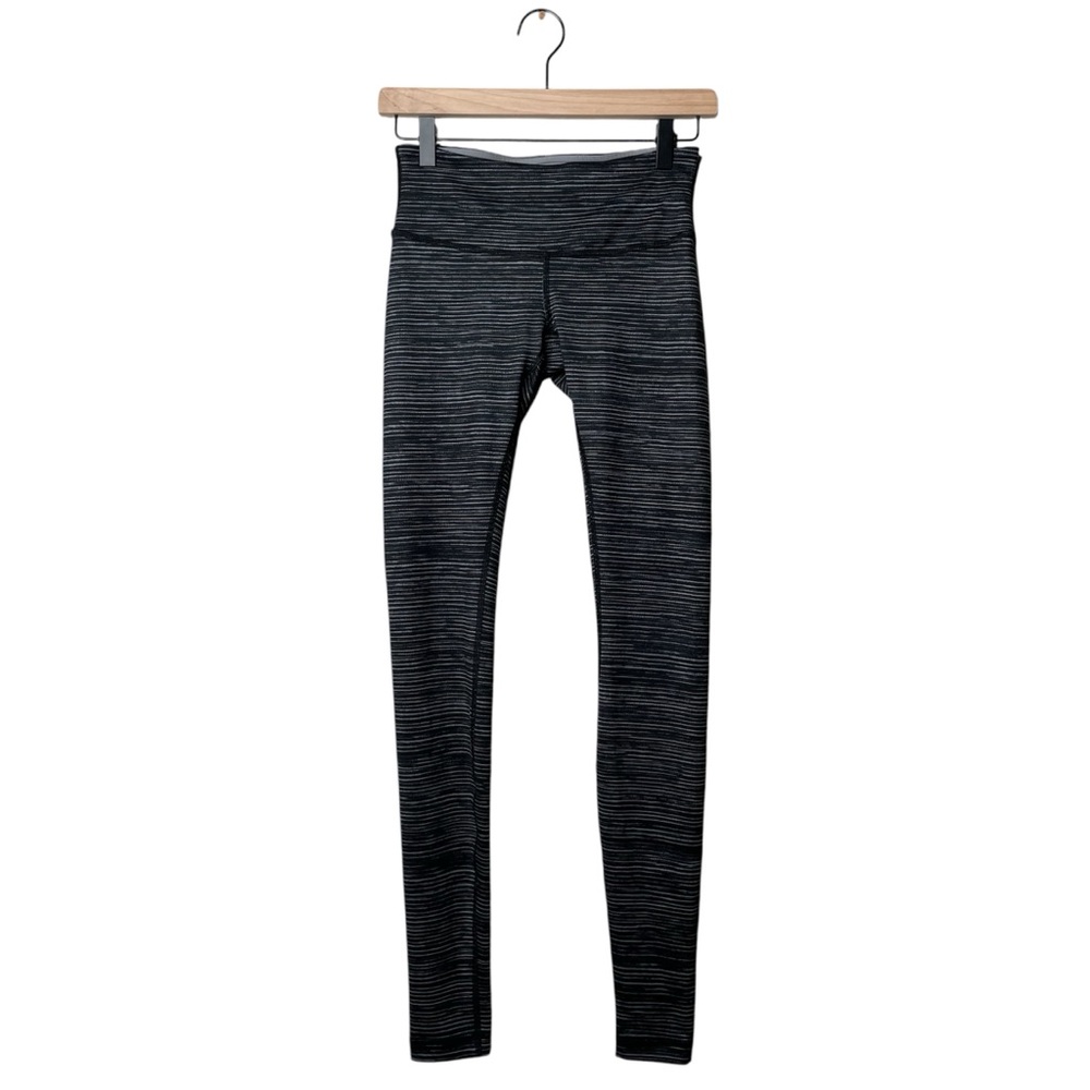 Lululemon Wunder Under Pant III Blurry Belle Battleship Black Striped Leggings - Picture 2 of 11